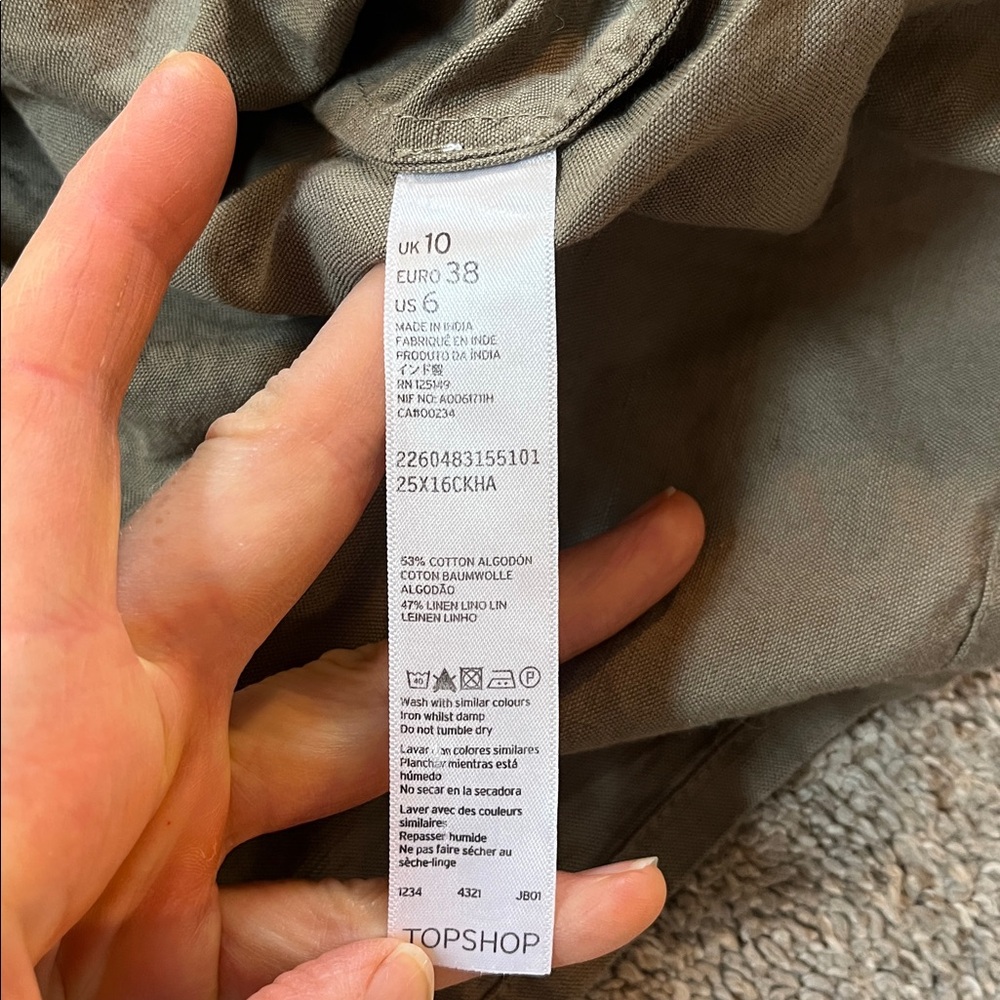 TOPSHOP Boutique Cotton Linen army green true jumper for layering FLOUNCE! sz6 - Picture 9 of 9